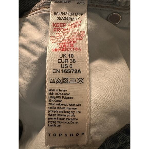 TopShop Mom Denim Shorts Womens Sz 6 Cut off Distressed Raw Hem‎ High Rise Boho - Picture 7 of 7
